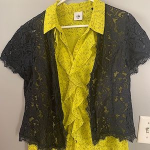 Cabi Lime Green Sleeveless Top & Lace Navy Cover